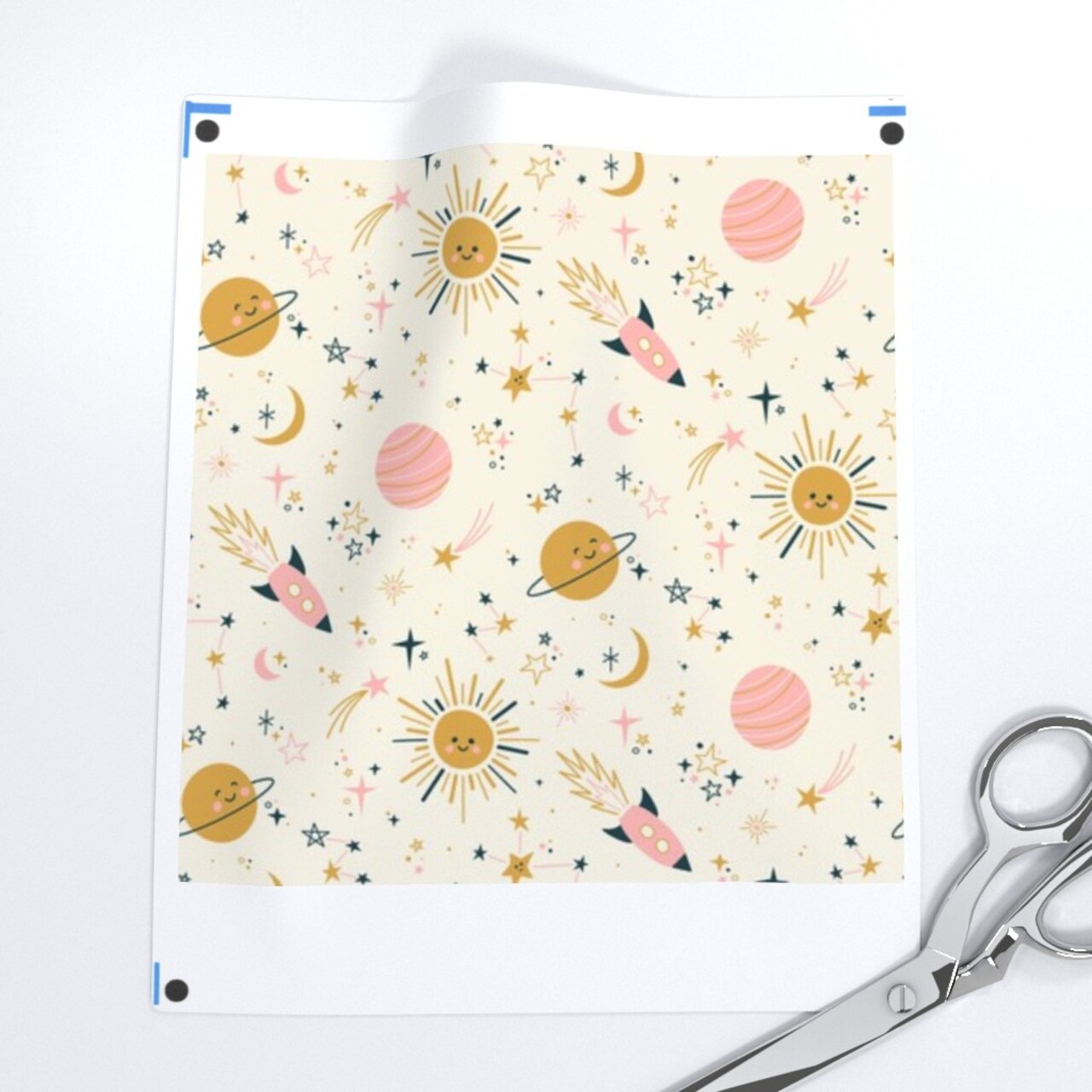 Boho Celestial Baby Nursery Pastel Whimsical Cute Toddler Kid Pink Gold Beige Custom Printed Fabric by Spoonflower Various Fabrics by the Yard or Fat Quarter